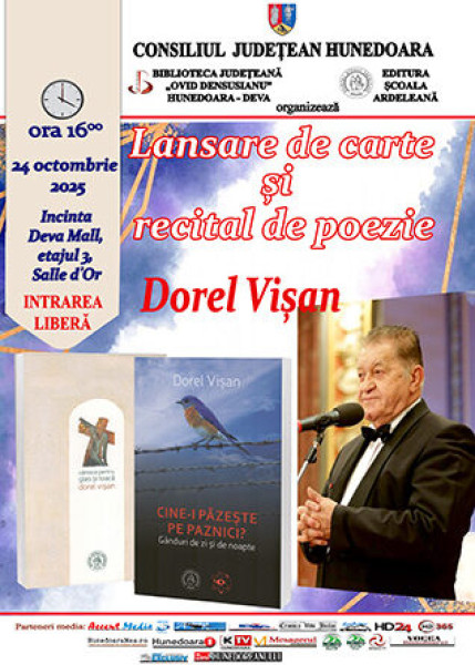 Maestrul Dorel Vișan prezintă două volume noi la Salonul Hunedorean al Cărții